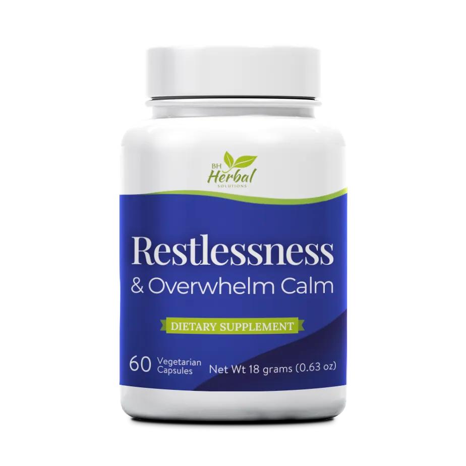 Restlessness & Overwhelm Calm herbal supplement bottle