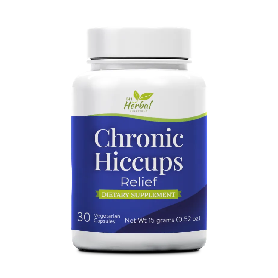 Chronic Hiccups Relief herbal supplement bottle