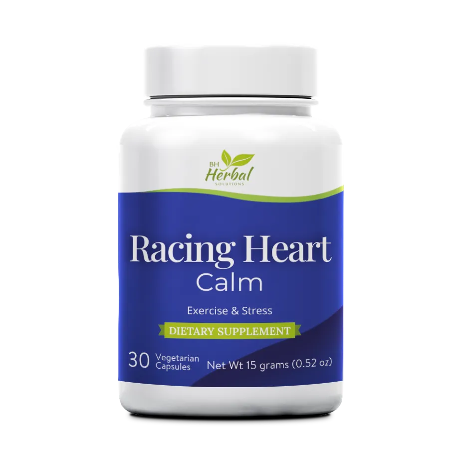 Racing Heart Calm herbal supplement bottle